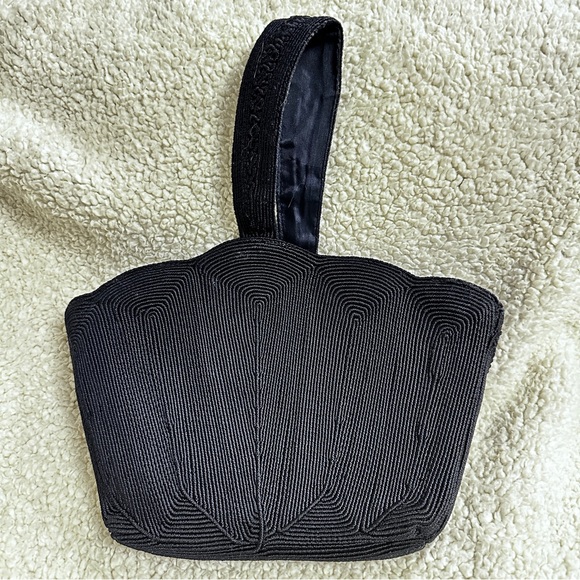 Vintage 1940’s/50’s Mardane Corde Dark Navy scalloped wristlet purse/bag, EUC - Picture 3 of 9